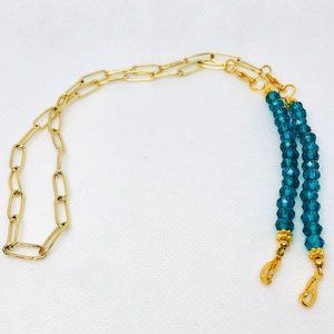 Aquamarine crystals w/24K gold filled mask holder/